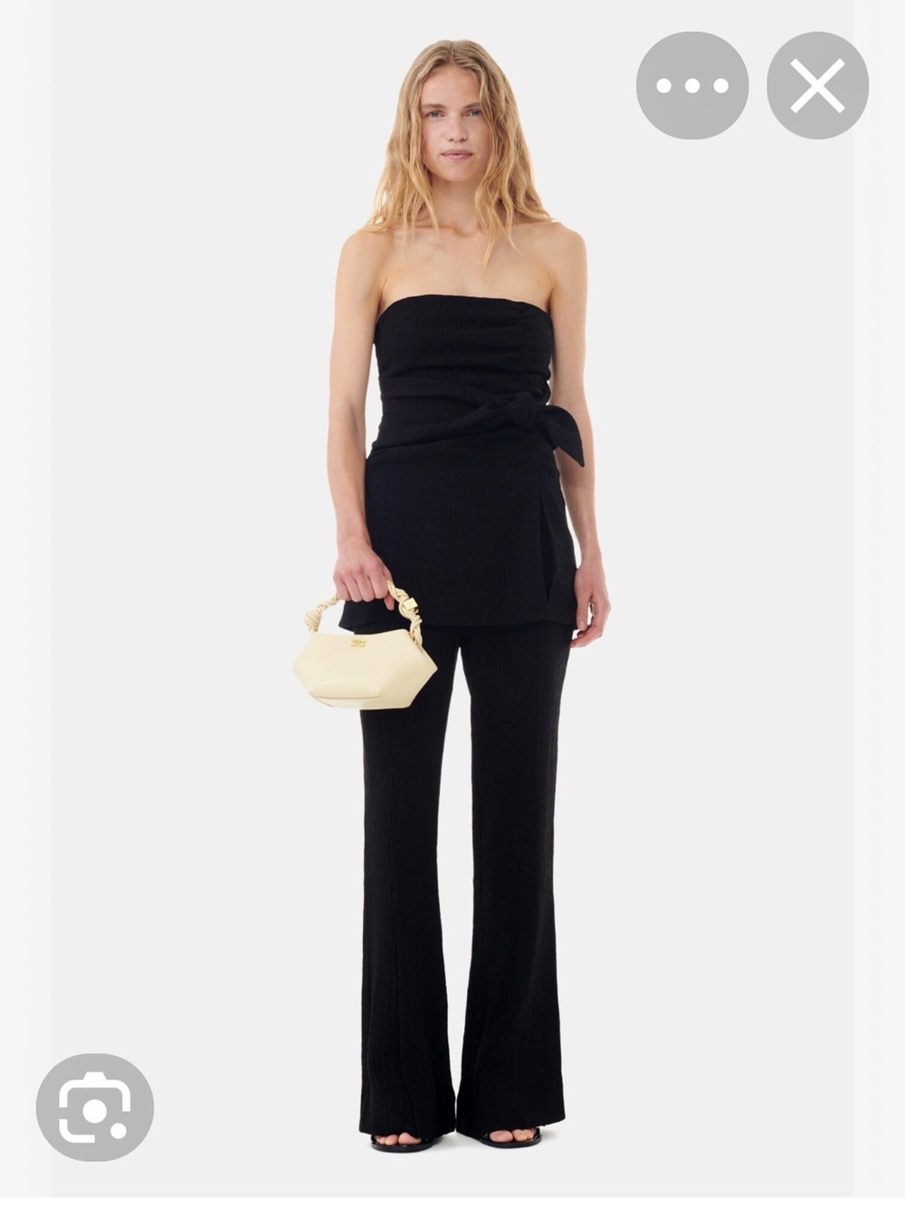 Ganni Black Strapless Knit set with Side Tie